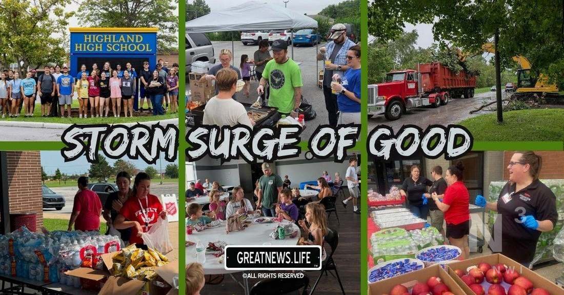 Northwest Indiana storm recovery volunteers and debris cleanup collage