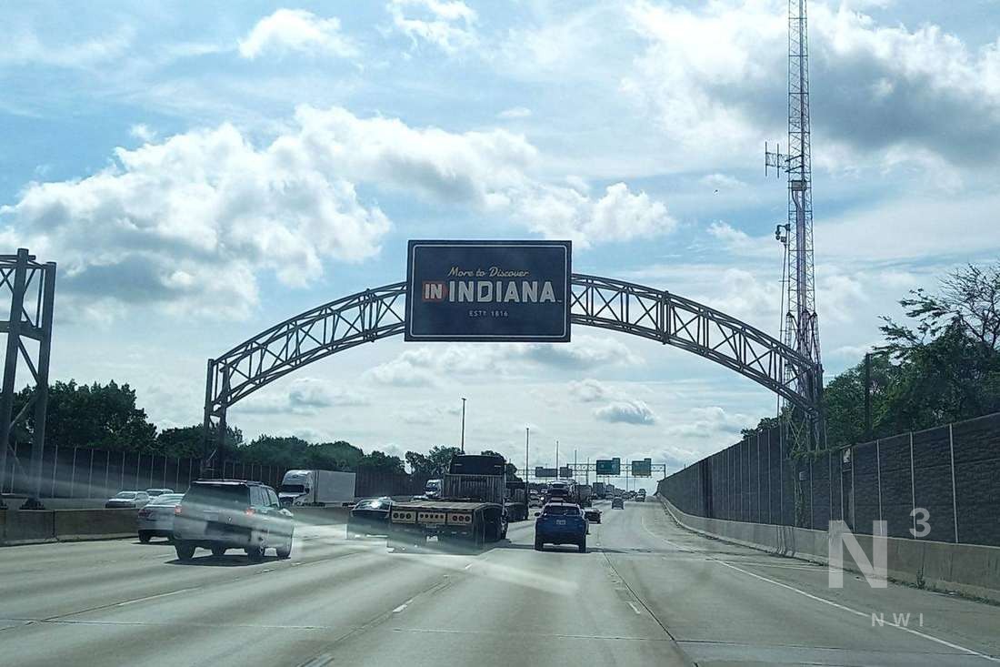 Interstate freight lanes near the Illinois–Indiana line