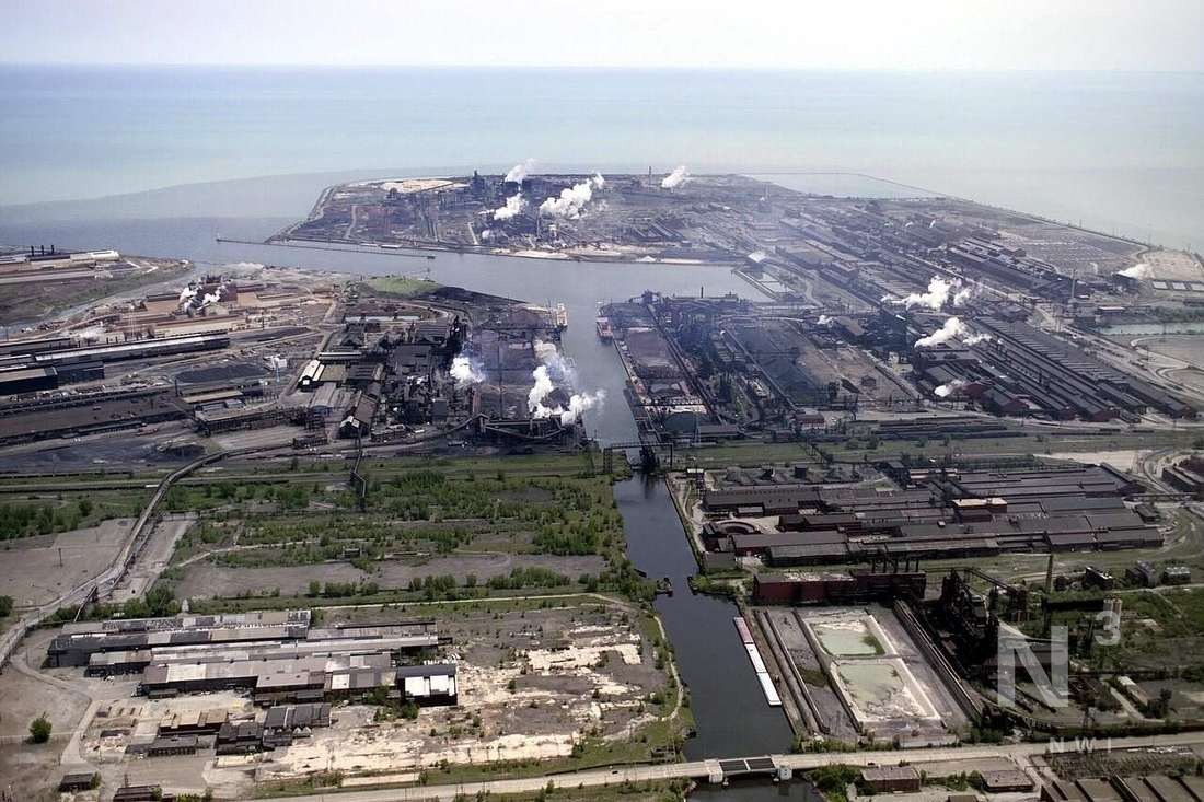 Indiana Harbor industrial peninsula on Lake Michigan