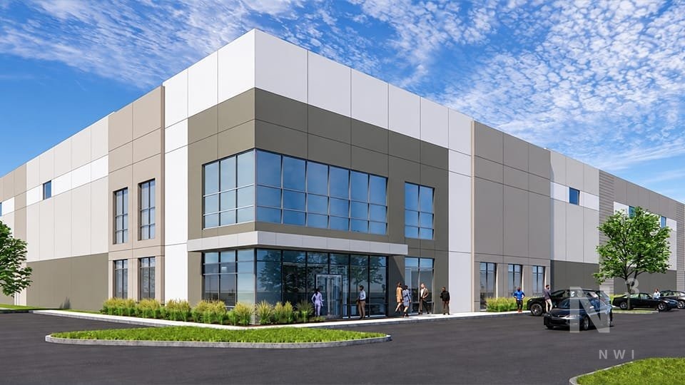 Amazon fulfillment center rendering related to Crown Point Venture Park 65 lease