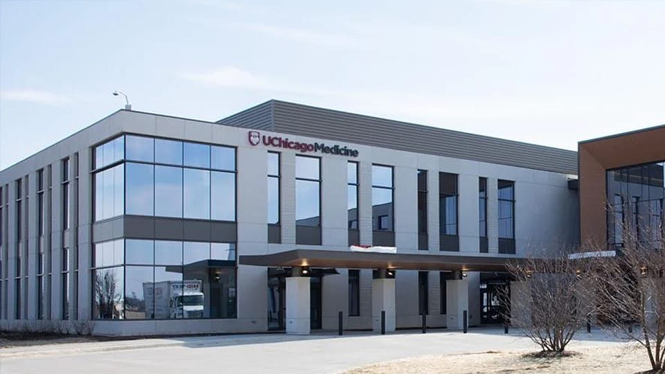 UChicago Medicine Crown Point center, the 2024 Northwest Indiana hospital this project follows — not the Glendale Boulevard building