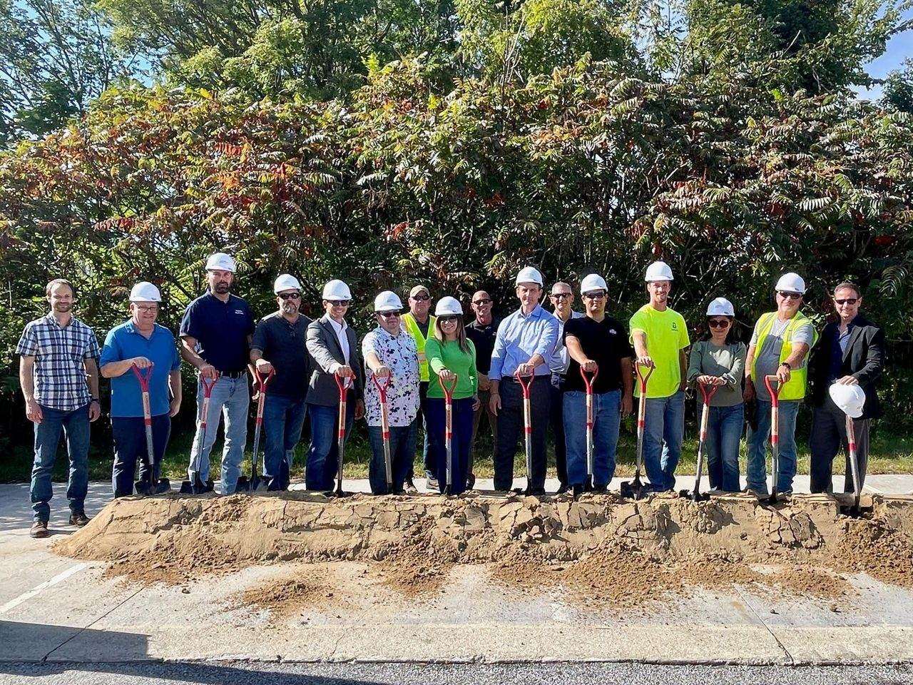 Wider group at the same Weston Street stormwater groundbreaking