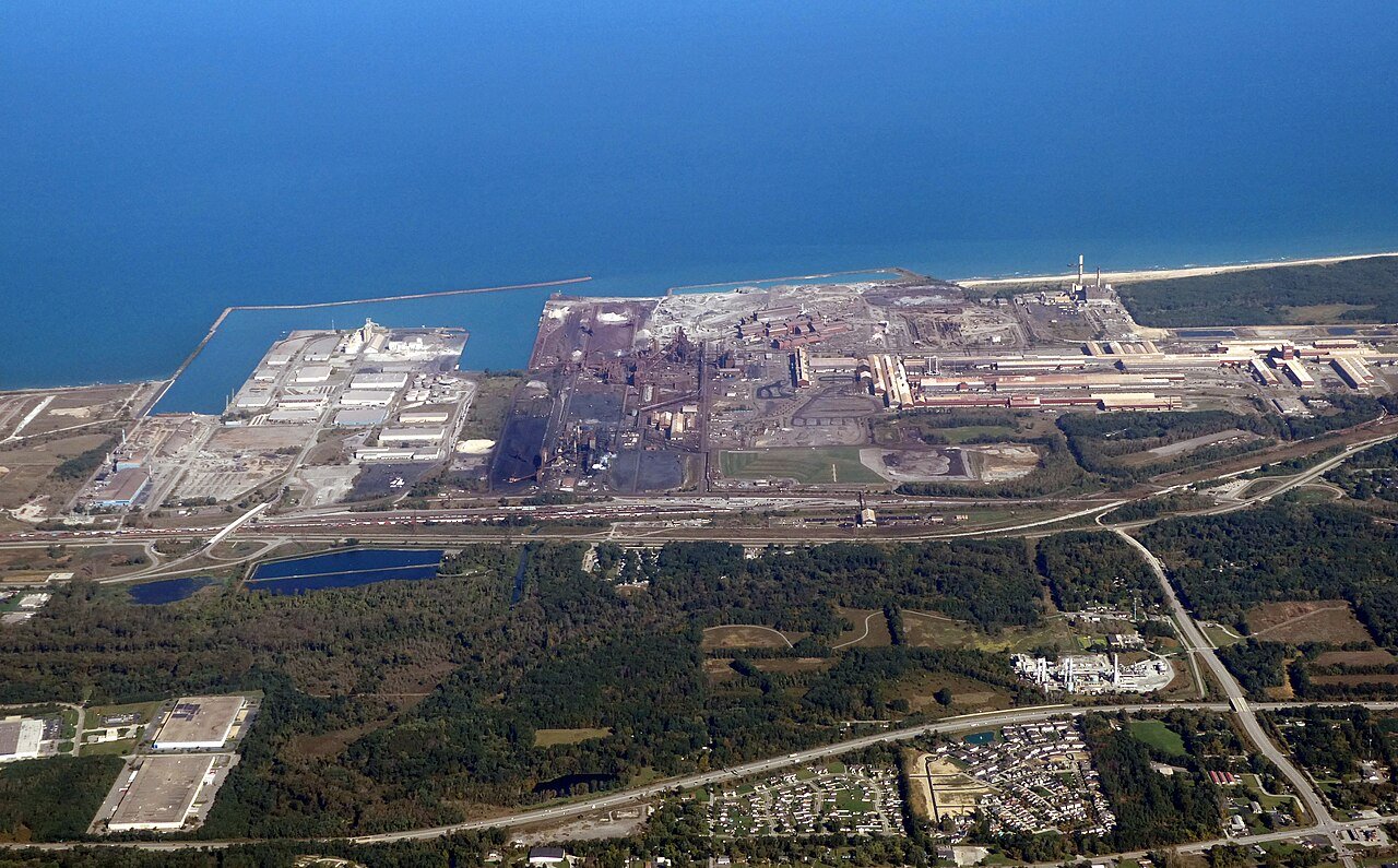 Aerial view of the Port of Indiana along the Lake Michigan shore in October 2024