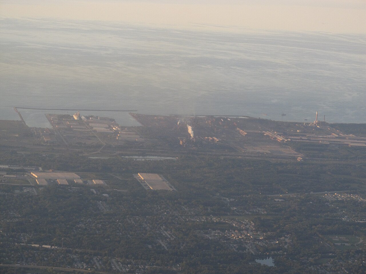 A 2012 aerial view of the Port of Indiana-Burns Harbor area on the Lake Michigan shore