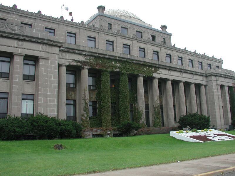 Gary City Hall, a columned limestone building on Broadway in downtown Gary.
