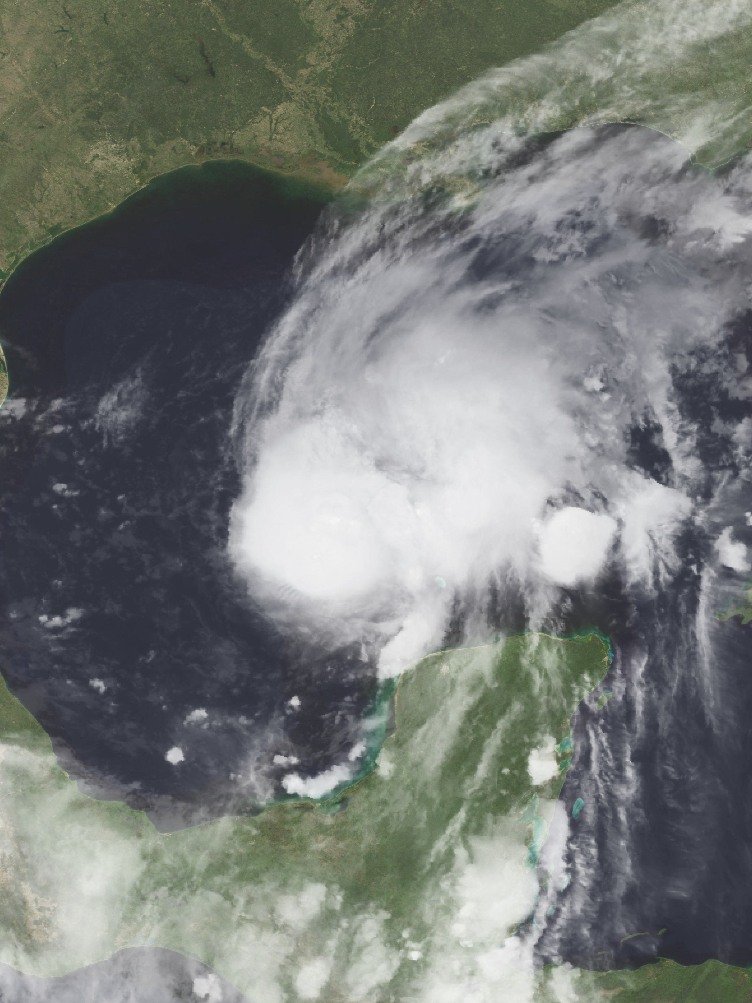 Satellite image of Hurricane Isaias over the Gulf of Mexico in the early hours of Oct. 8, 2026