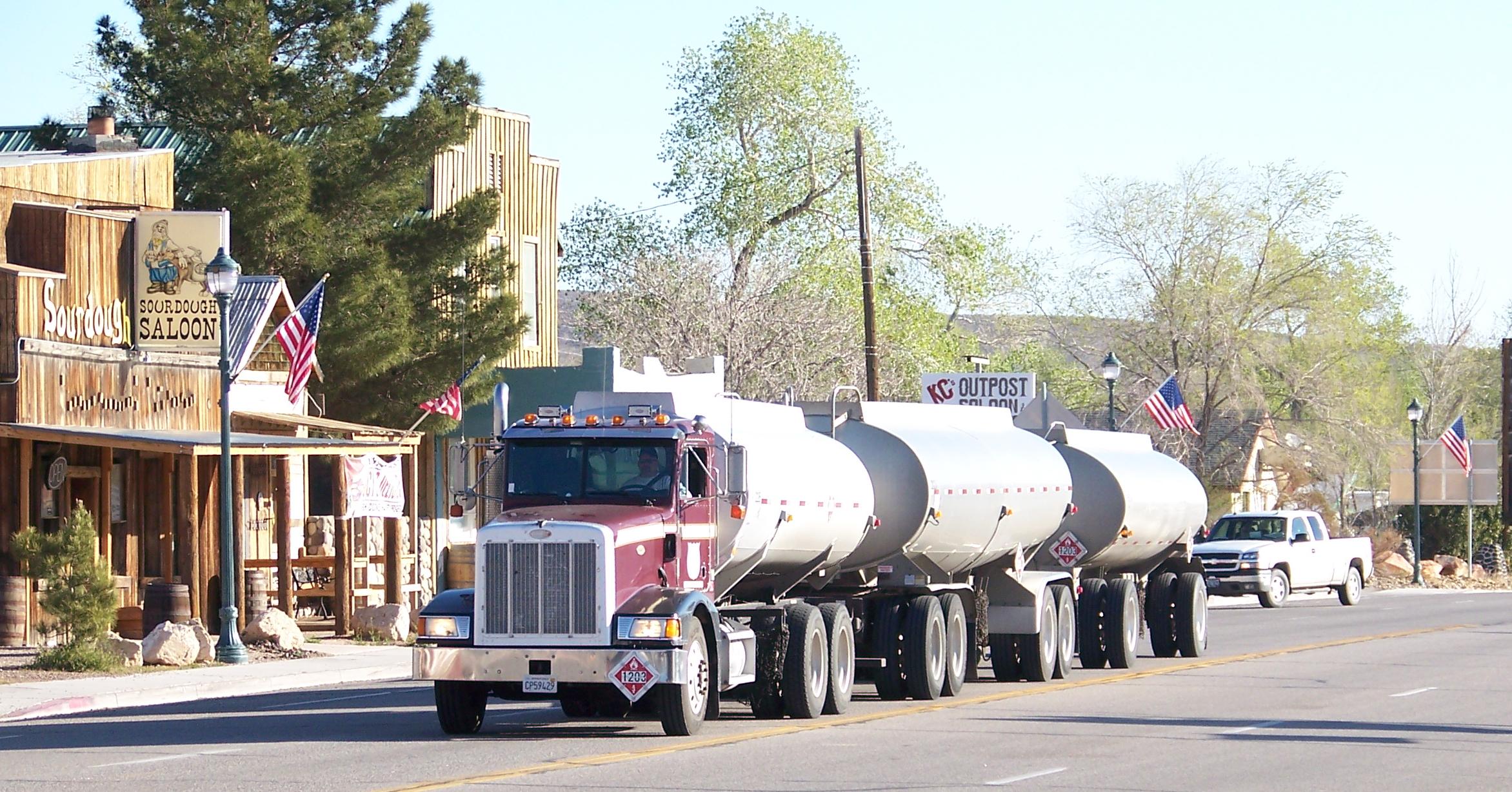 File photo: A fuel tanker truck in Beatty, Nevada, in March 2009.