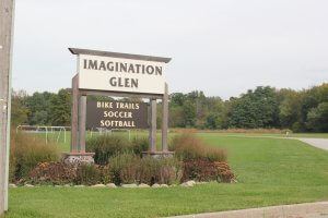 Imagination Glen Park sign in Portage, the venue for Light Up the Gourds