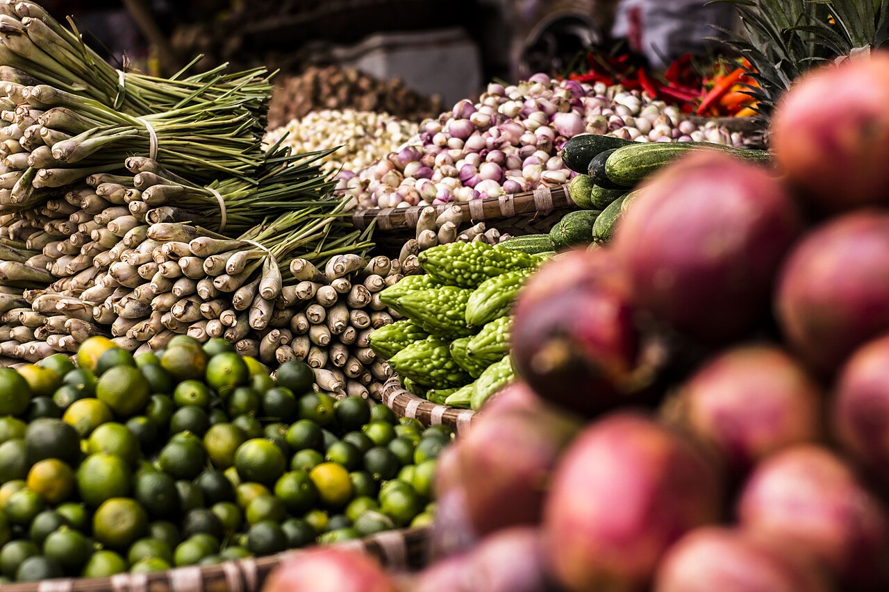 Illustrative farmers market produce display