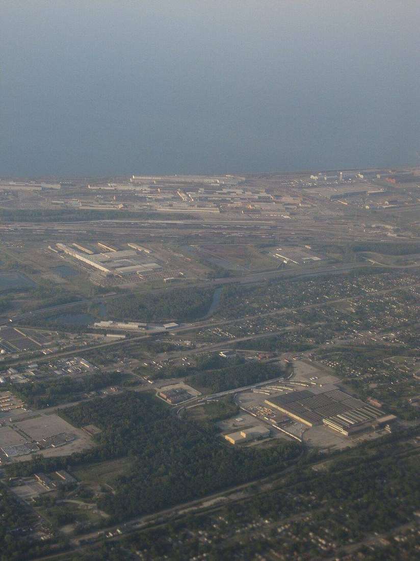 U.S. Steel Gary Works along the Lake Michigan shore. Region steelmaking produces the slag Ozinga's mill uses; this is not the Burns Harbor slag site or the Ozinga plant