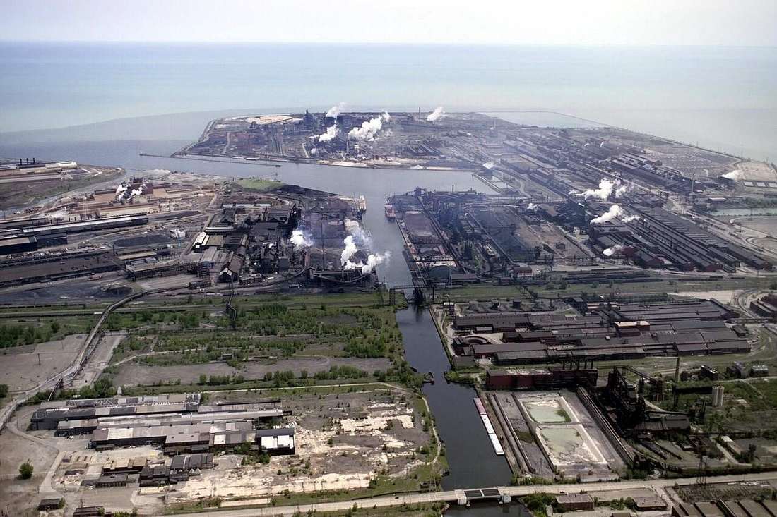 Indiana Harbor peninsula in East Chicago seen from above
