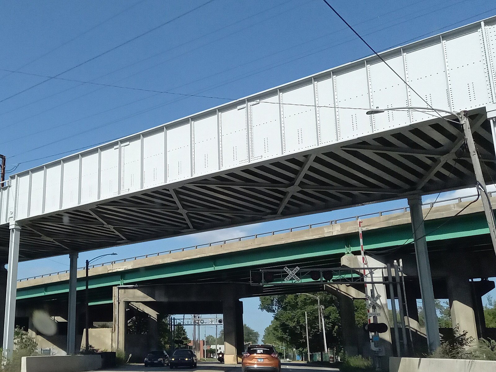 Columbia Avenue in Hammond at the South Shore Line and Toll Road overpasses, north of the crash site. Illustrative.